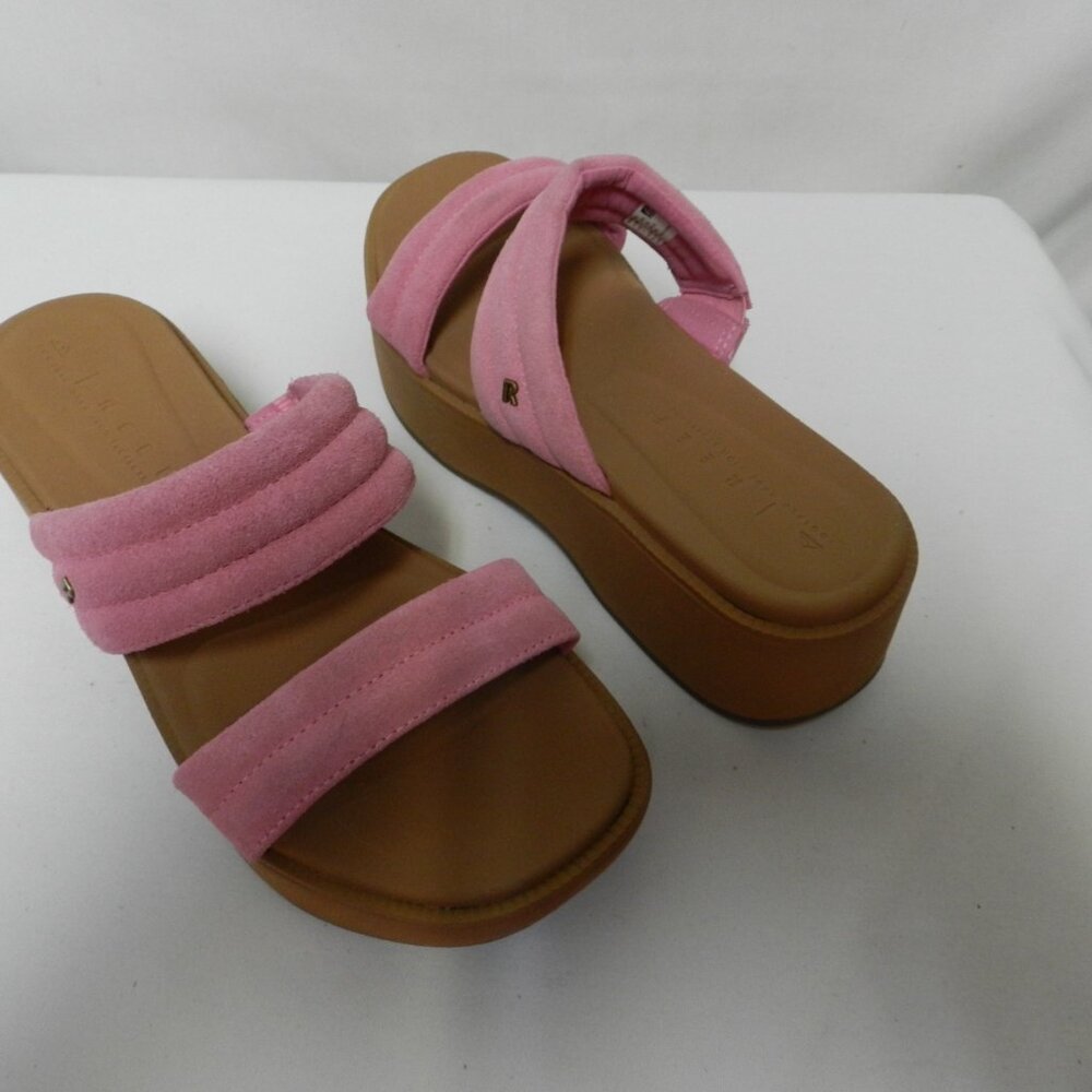 Reef Lofty Lux Pink Suede leather platform sandals slides heels Eva Size Sz 7